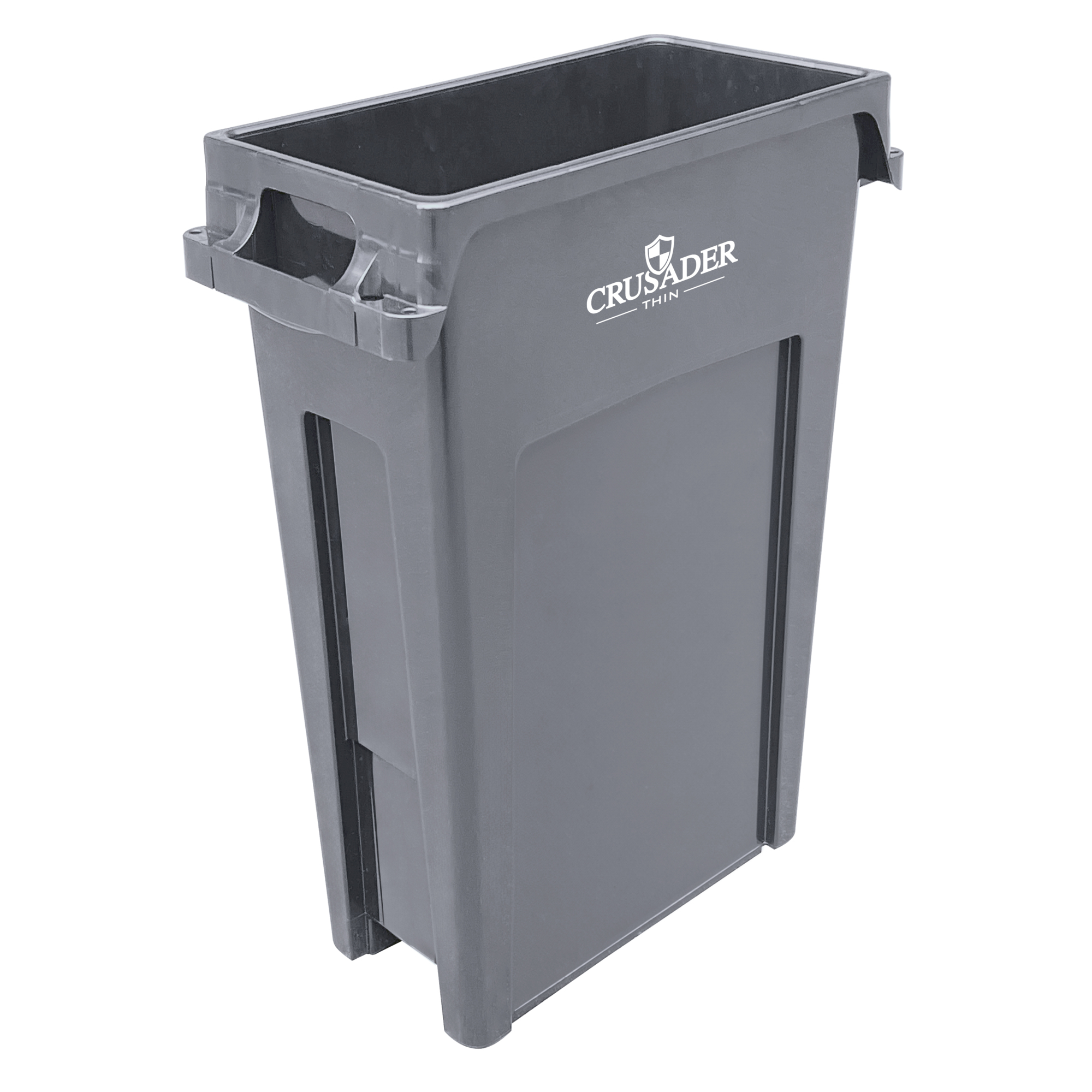 Crusader Thin Contianer, 23 Gallon, 22"D x 11"W x 30"H, Polypropylene, Gray, NSF, Made in USA